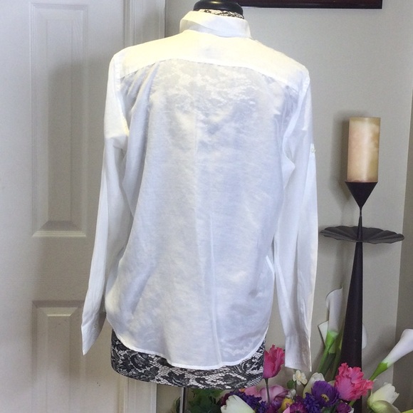 EUC RL Silk Blend White Button Down Shirt, L - Picture 2 of 8